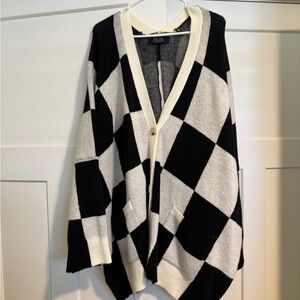 Love You Oversized Checkerboard Cardigan